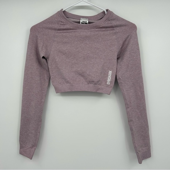 Gymshark Adapt Marl Seamless Long Sleeve Crop Top in Light Purple - Picture 4 of 5